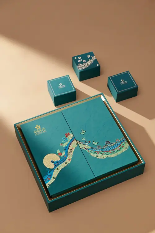 Bánh trung thu Maison Mooncake - hộp Lịch Lãm - set 08 bánh nướng 80g