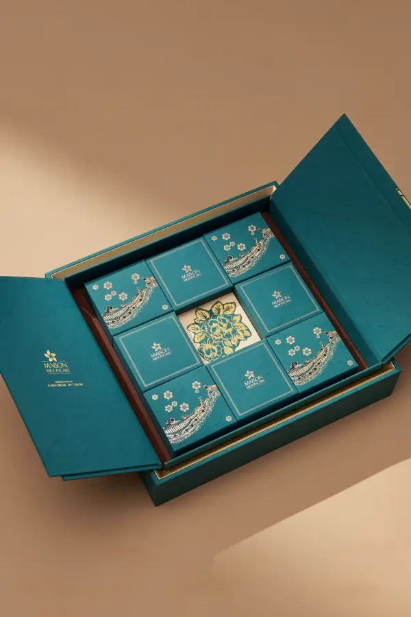 Bánh trung thu Maison Mooncake - hộp Lịch Lãm - set 08 bánh nướng 80g